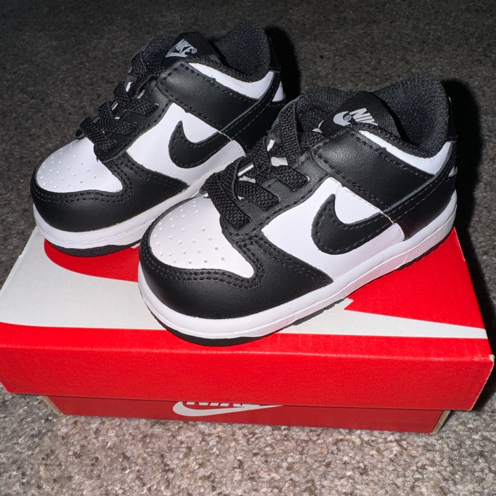 Baby Nike Shoes -Black and White, Size 4C, Durable Leather Sneakers